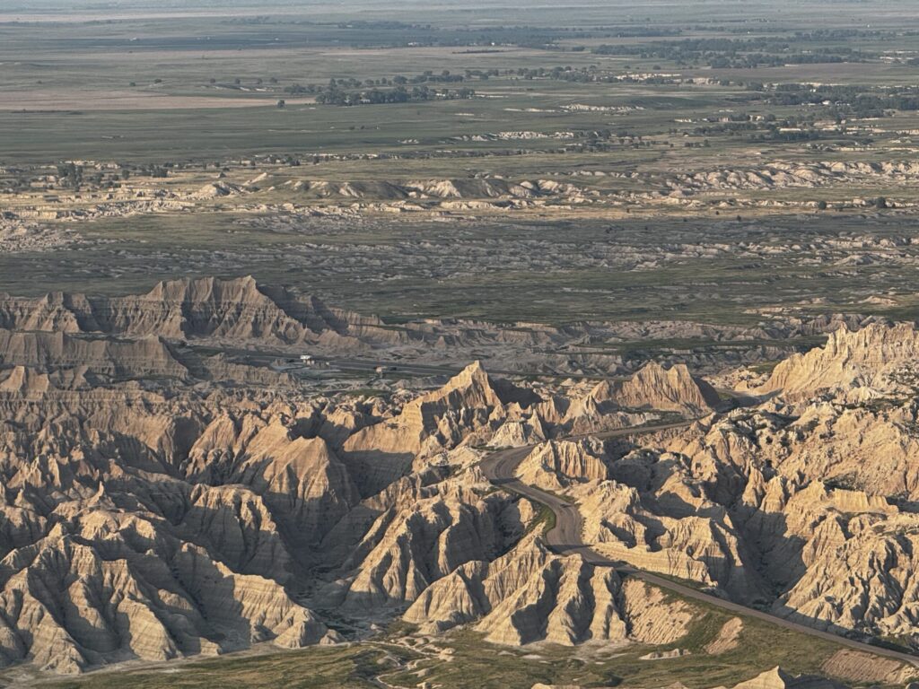 Badlands National Park, aerial photograph of spires