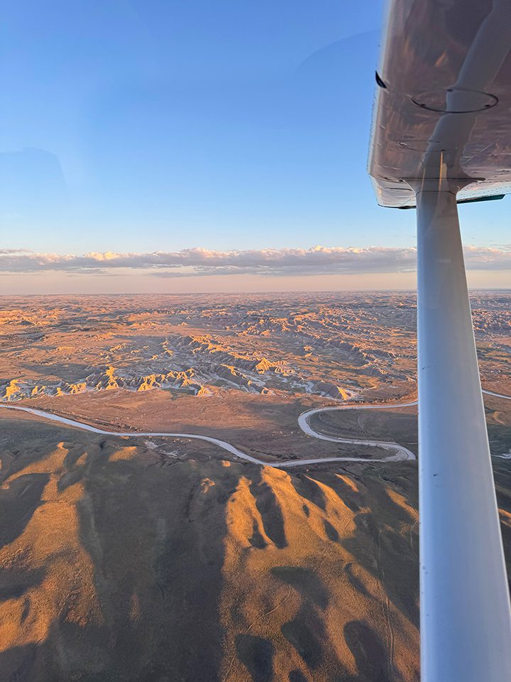 Scenic flight photo of badlands